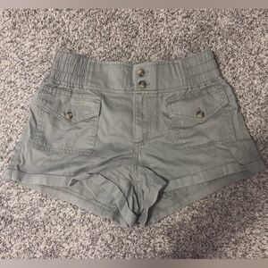 High-Rise Utility Cargo Shorts in Sage Green